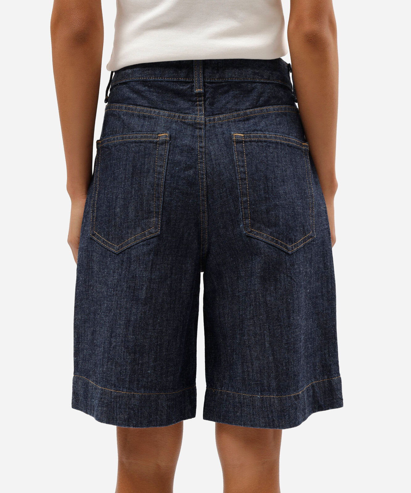 bermuda feminina jeans cintura alta azul