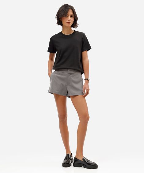 short de alfaiataria feminino cintura alta cinza