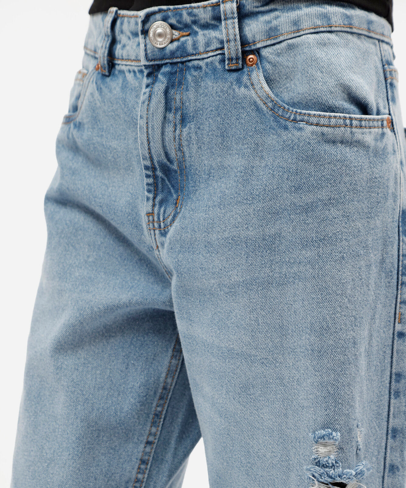 calça wide leg slim feminina jeans cintura baixa destroyed azul