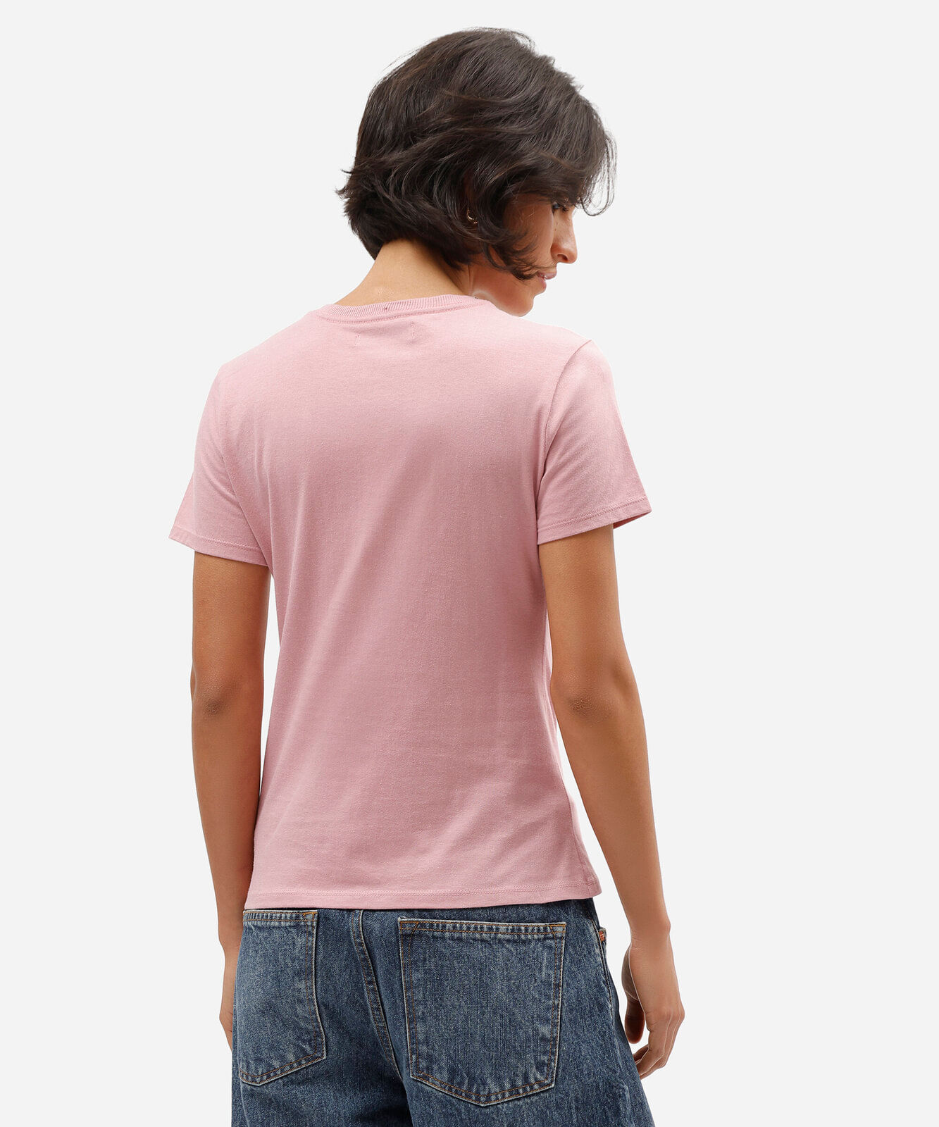camiseta feminina de algodão manga curta floral rosa