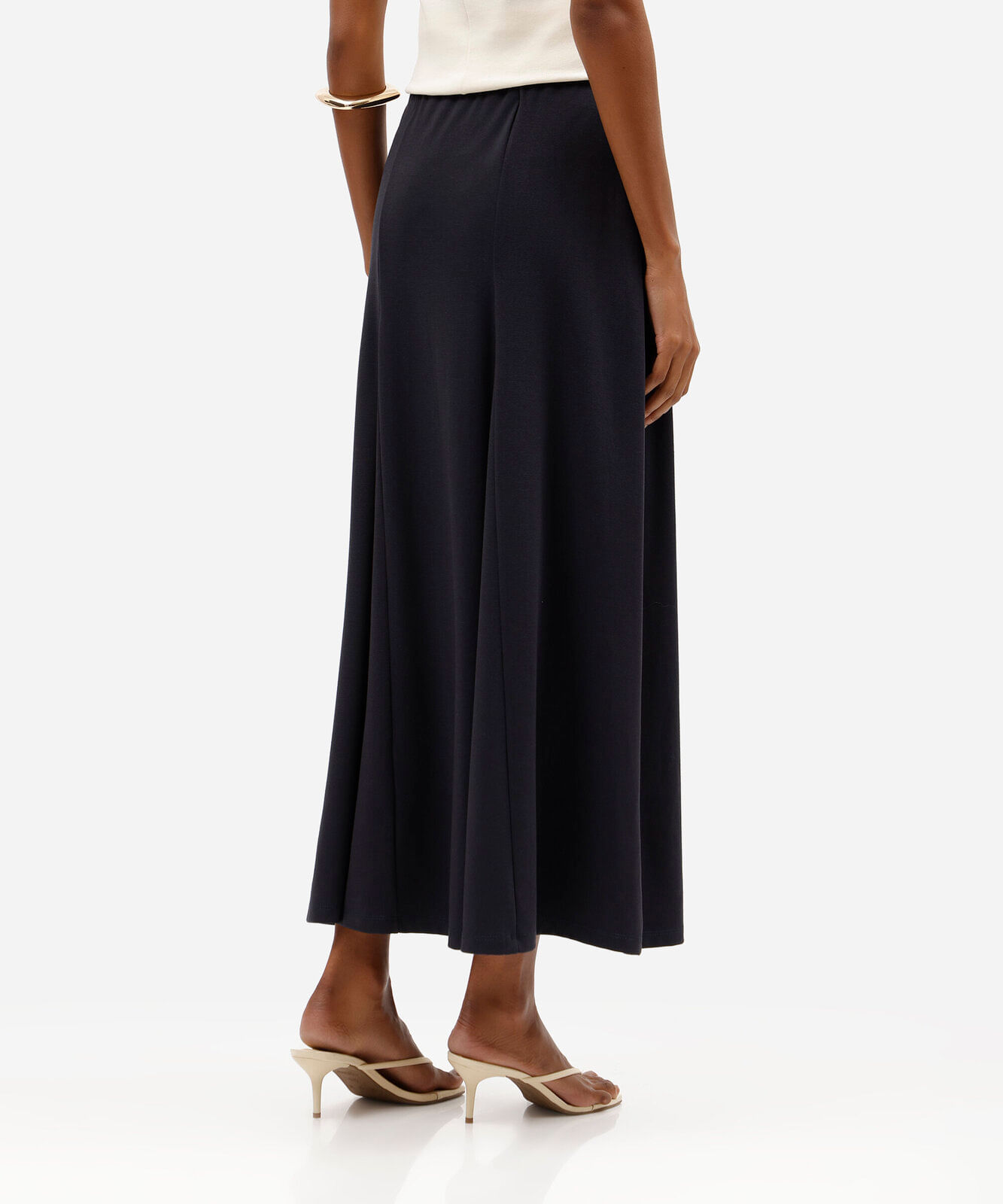 saia midi feminina com recortes azul
