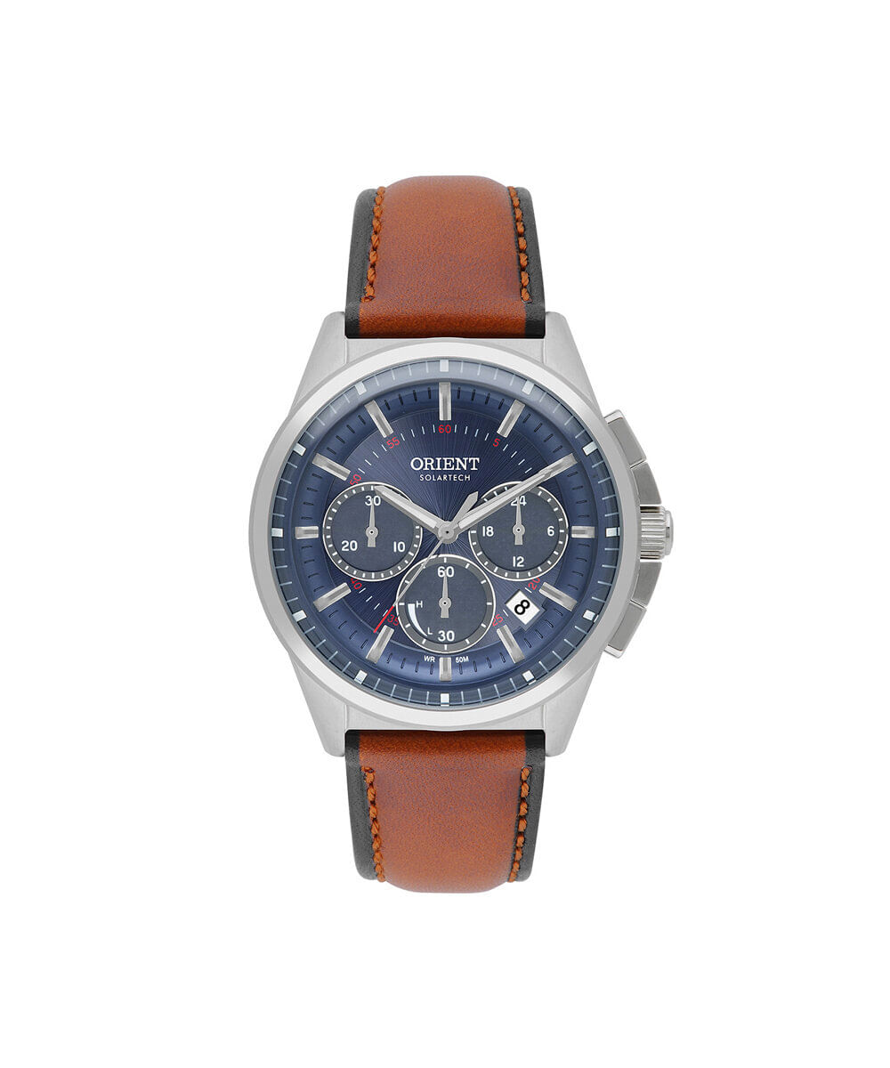 relógio masculino orient solartech cronógrafo mbscc064 d1mx prateado