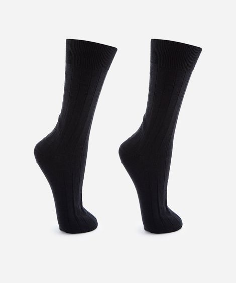 kit de 2 meias cano alto social canelada mash preto