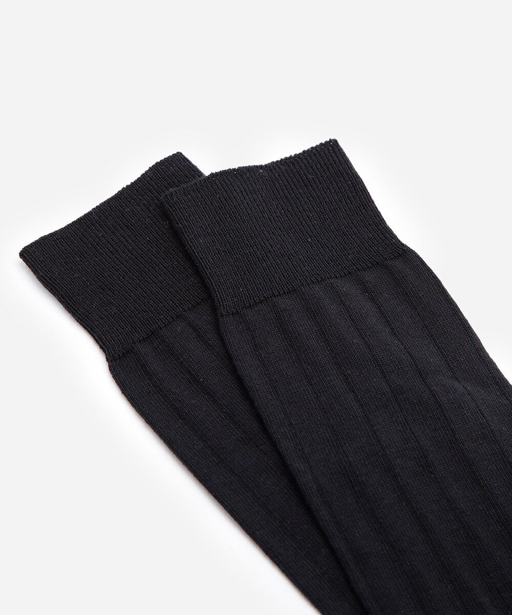 kit de 2 meias cano alto social canelada mash preto