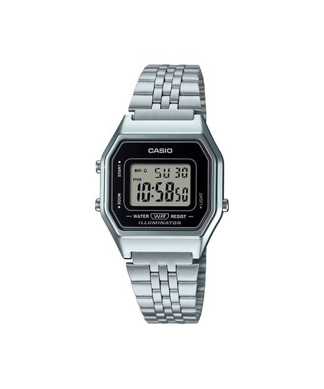 relógio feminino casio digital la680wa 1df prateado