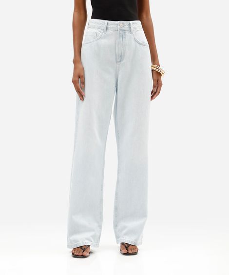 calça jeans feminina wide leg slim cintura super alta azul