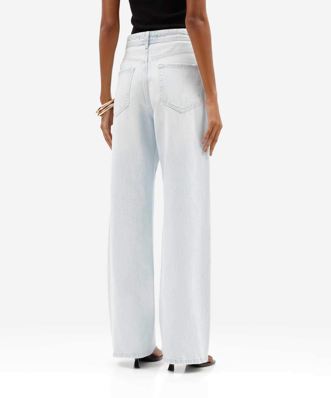 calça jeans feminina wide leg slim cintura super alta azul