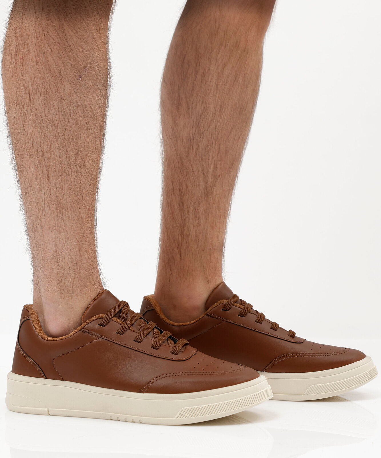 tênis casual masculino de napa marrom