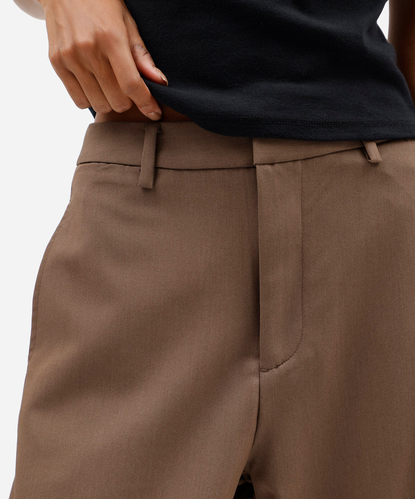calça balloon de alfaiataria feminina cintura alta marrom