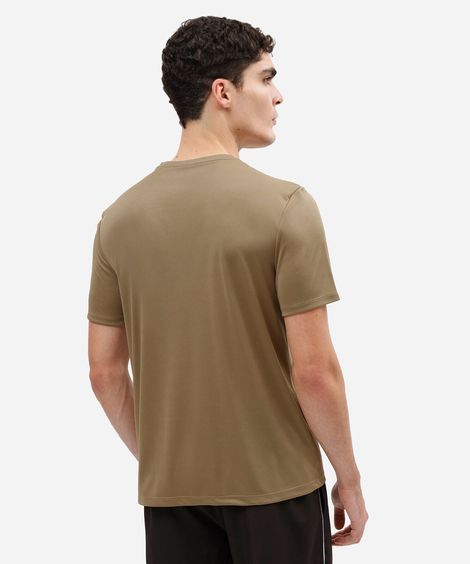 camiseta esportiva masculina manga curta estampada bege