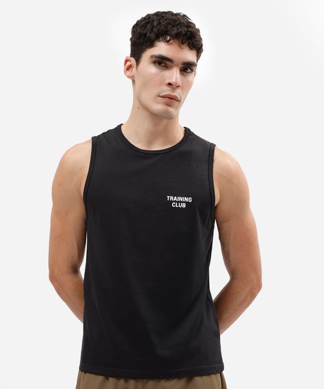 regata esportiva masculina com algodão estampada preta