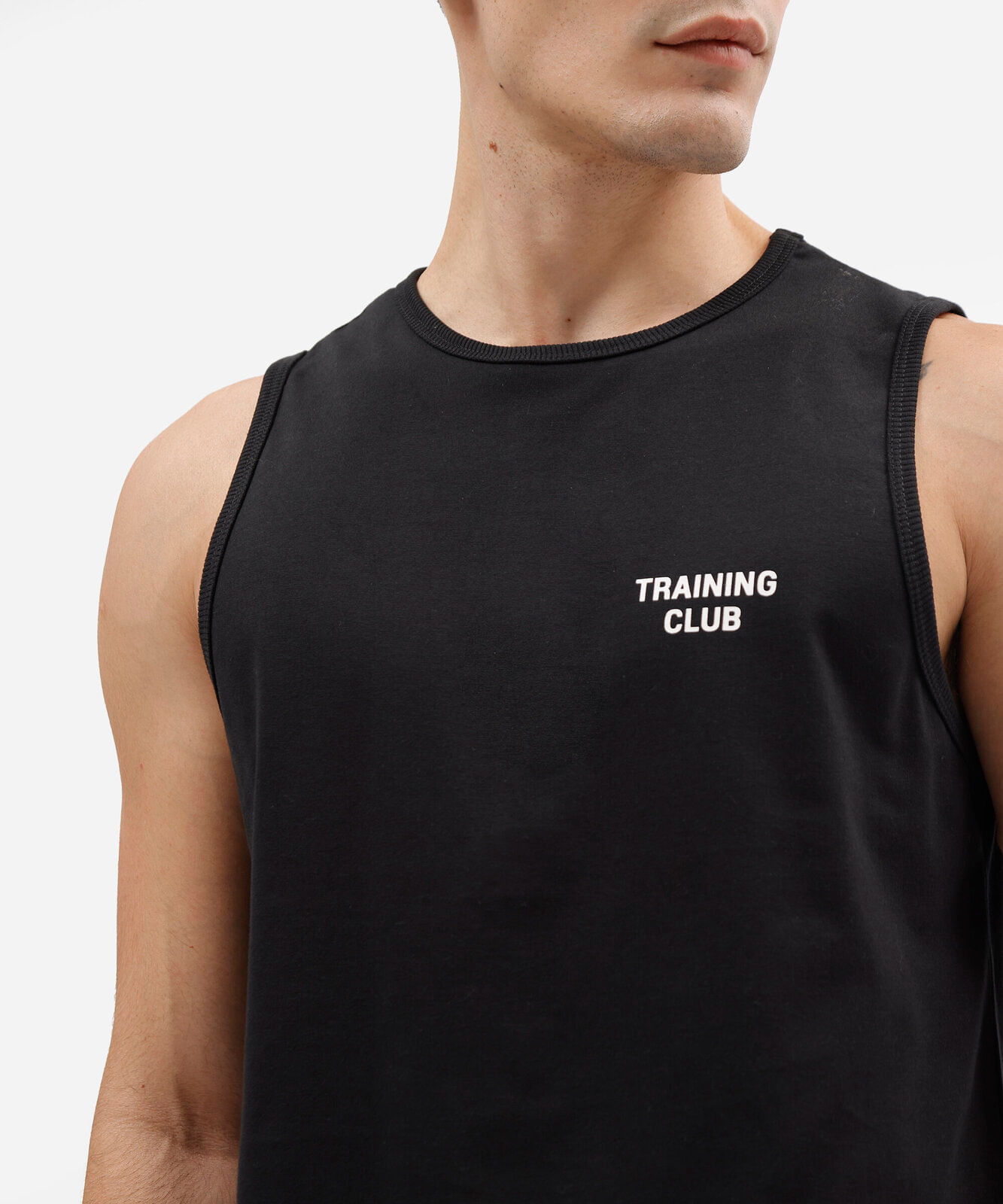 regata esportiva masculina com algodão estampada preta