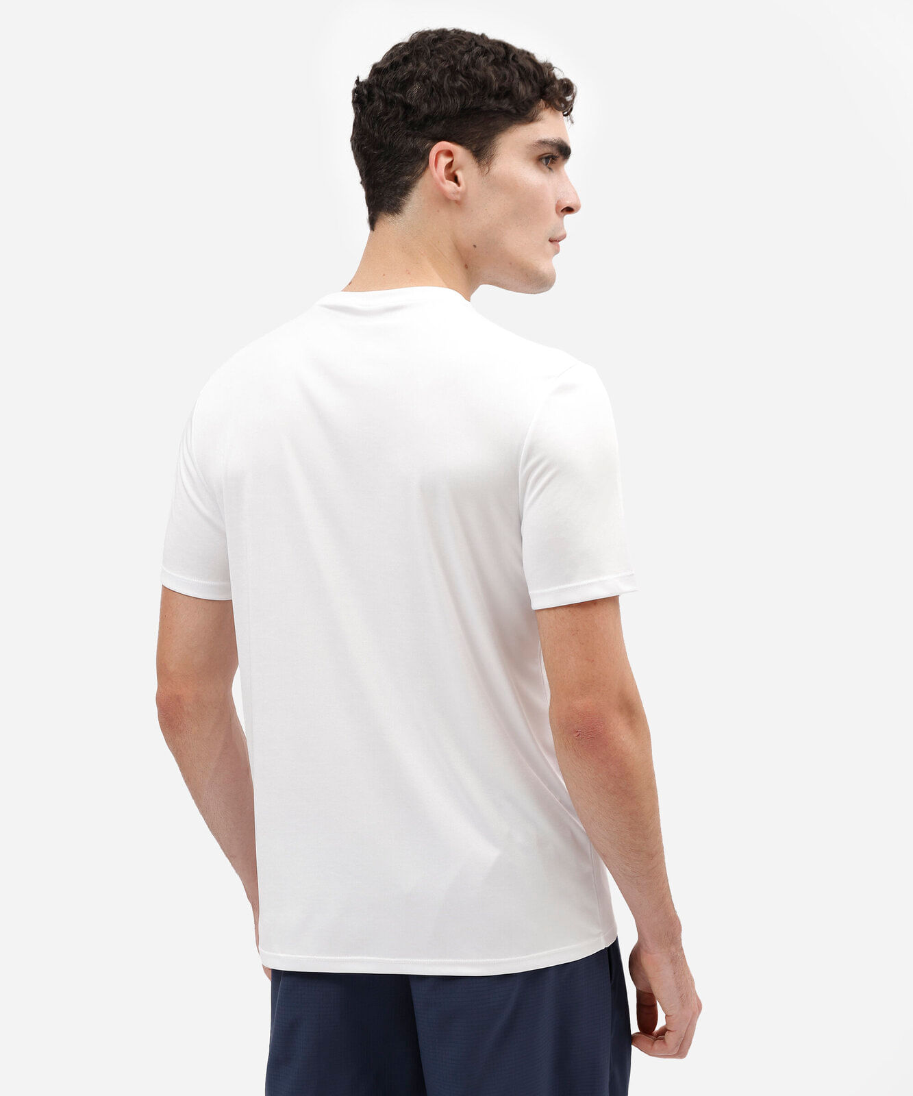 camiseta esportiva masculina manga curta com nervuras branca