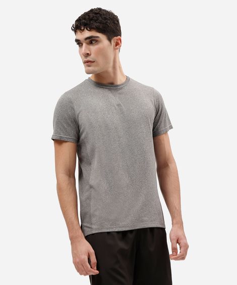 camiseta masculina de poliamida esportiva sem costura cinza