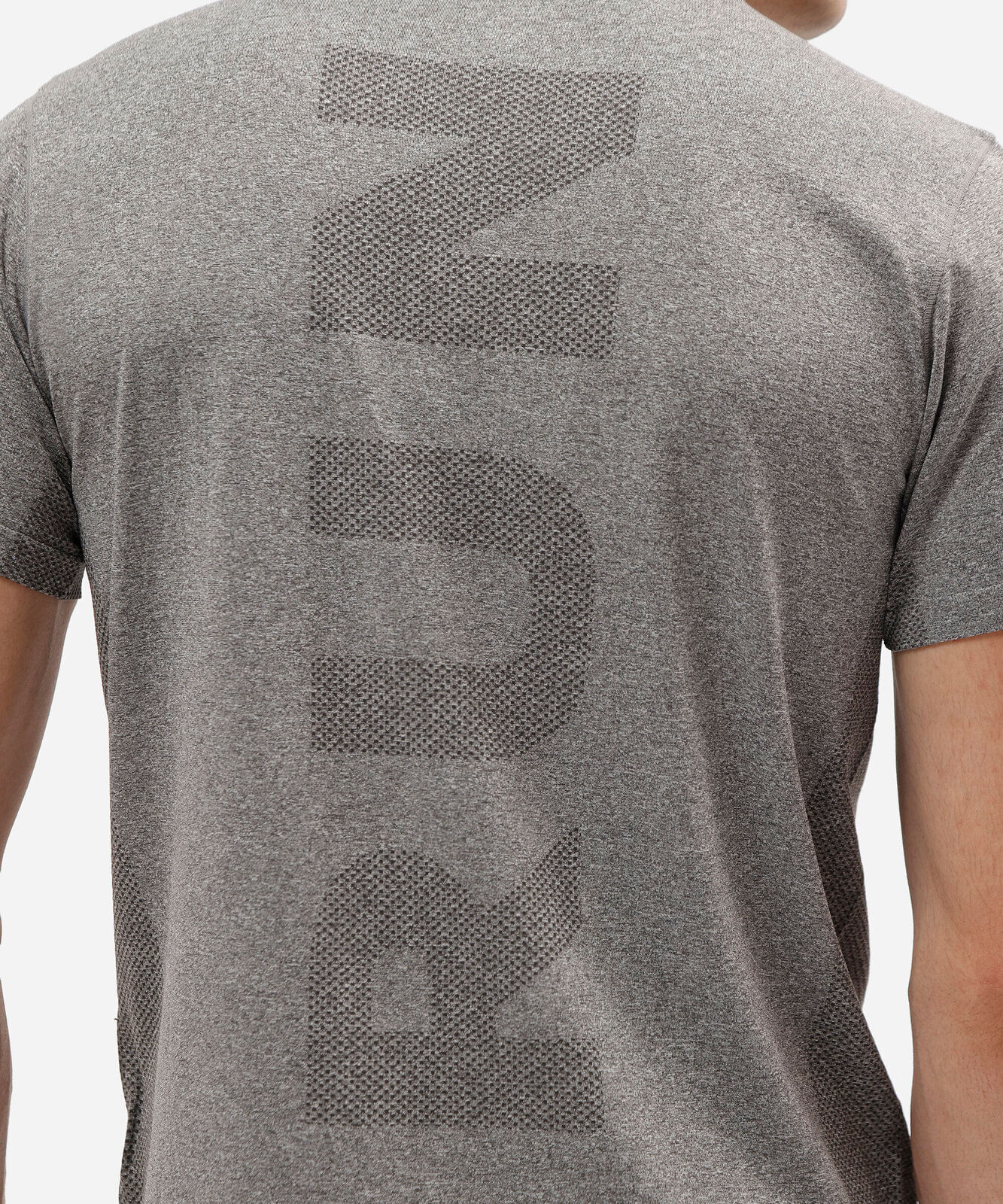 camiseta masculina de poliamida esportiva sem costura cinza