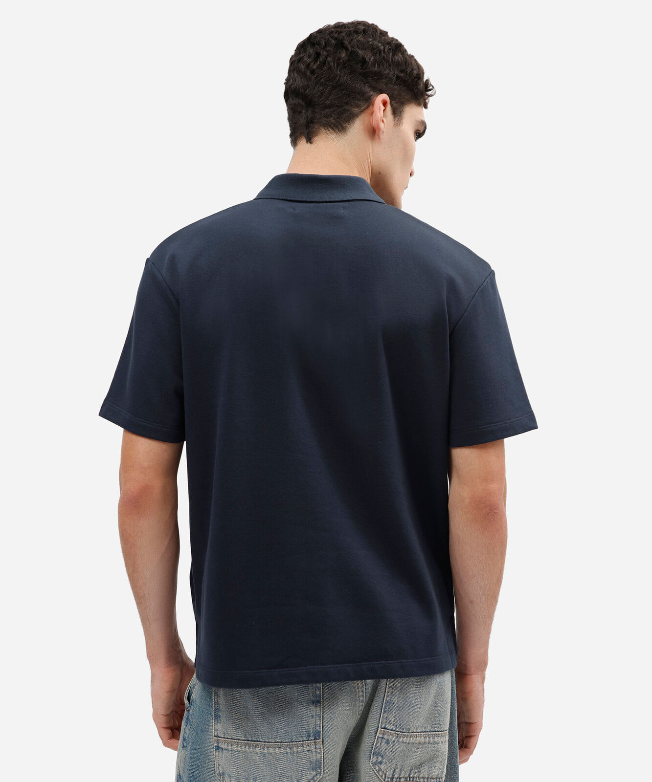 polo masculina de moletom manga curta estampada azul