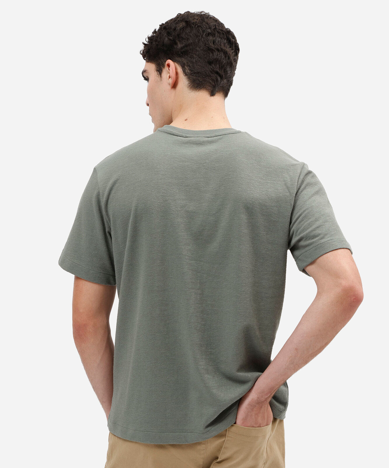 camiseta masculina com algodão manga curta texturizada verde