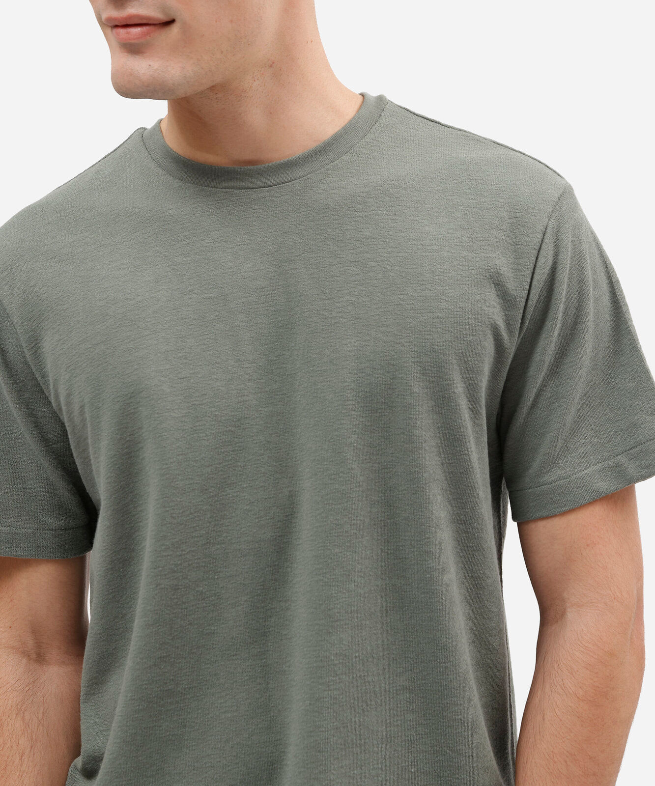 camiseta masculina com algodão manga curta texturizada verde