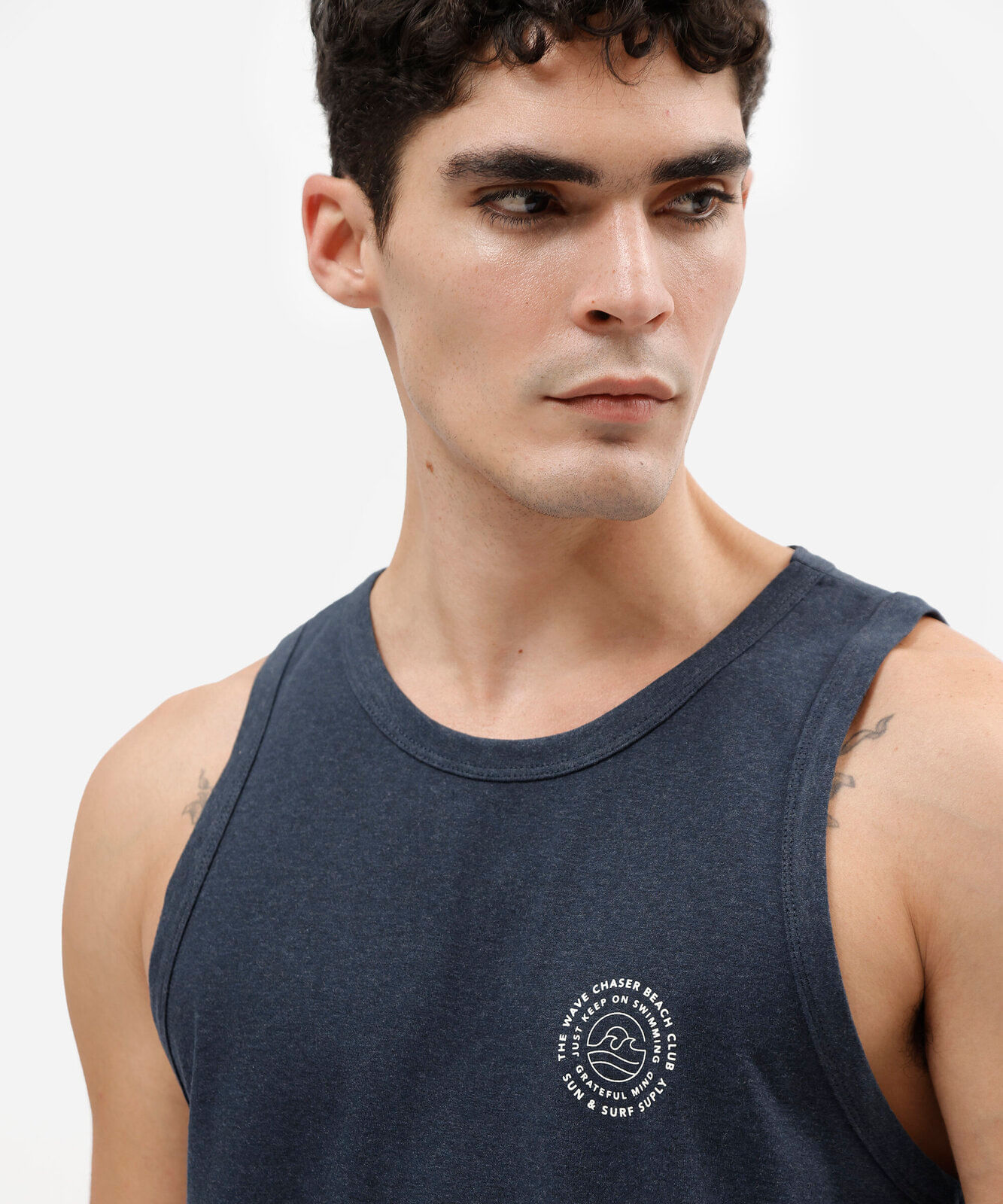 regata masculina com algodão estampada azul