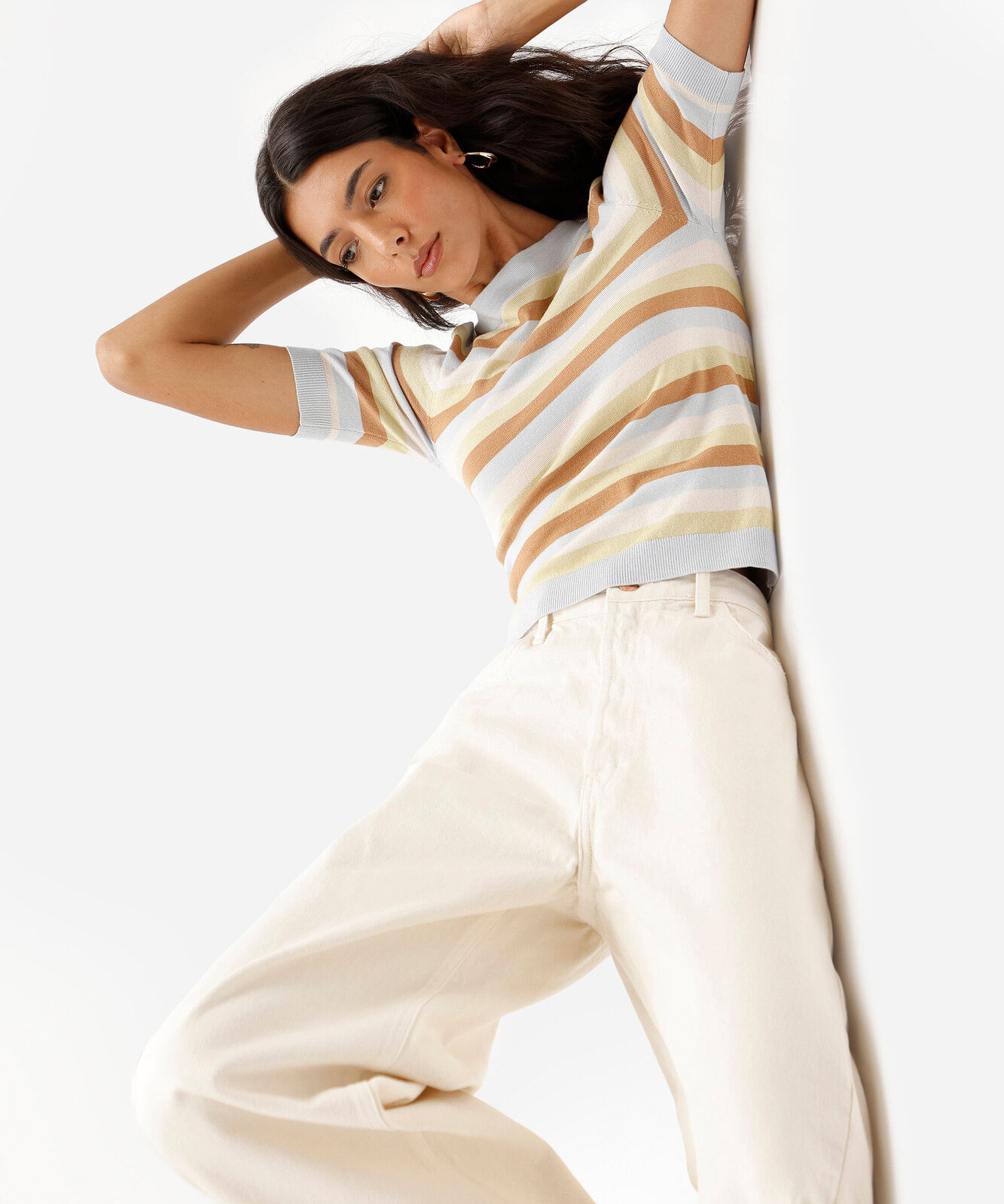 calça de sarja feminina baggy balloon com cintura baixa off white
