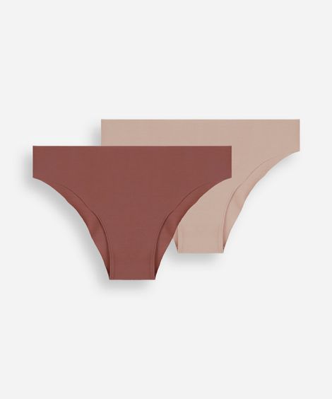 kit de 2 calcinhas biquíni feminina de poliamida com corte a fio colorido