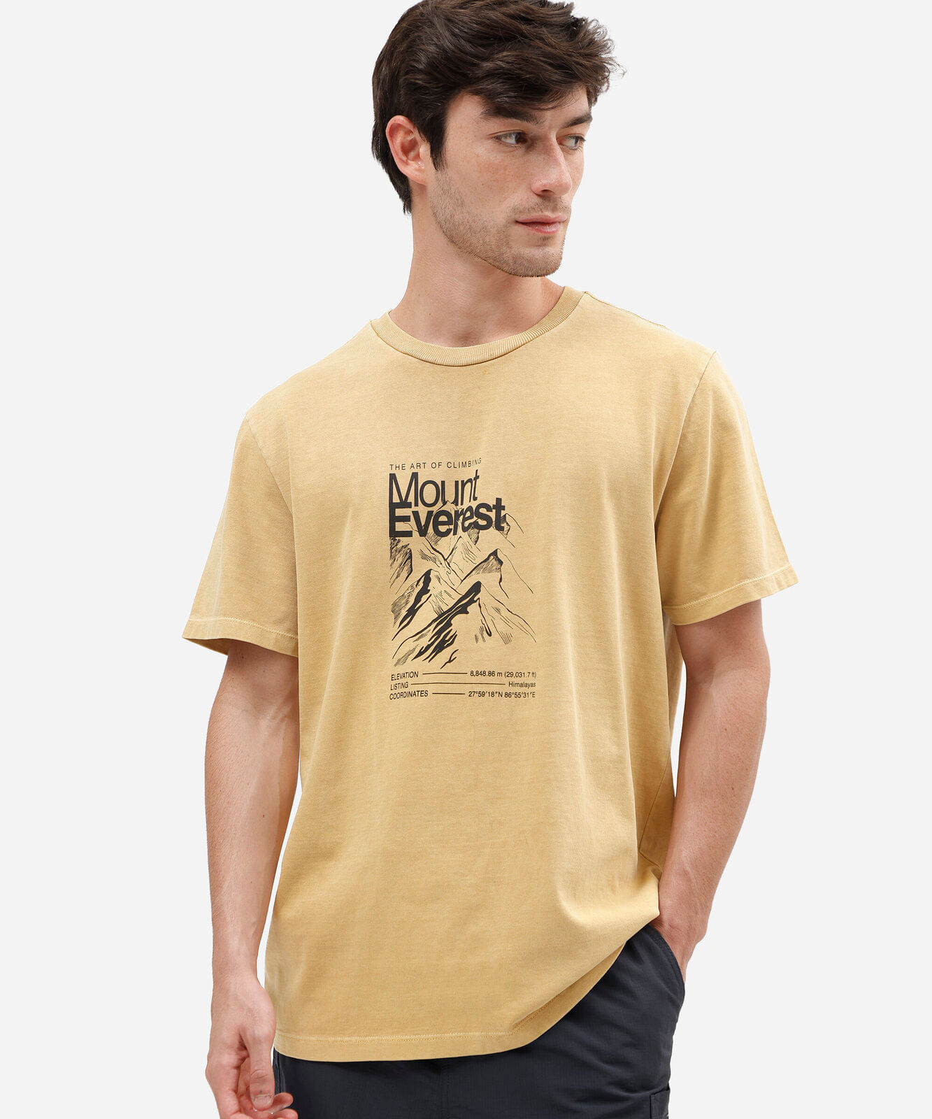 camiseta masculina de algodão everest estonada amarela