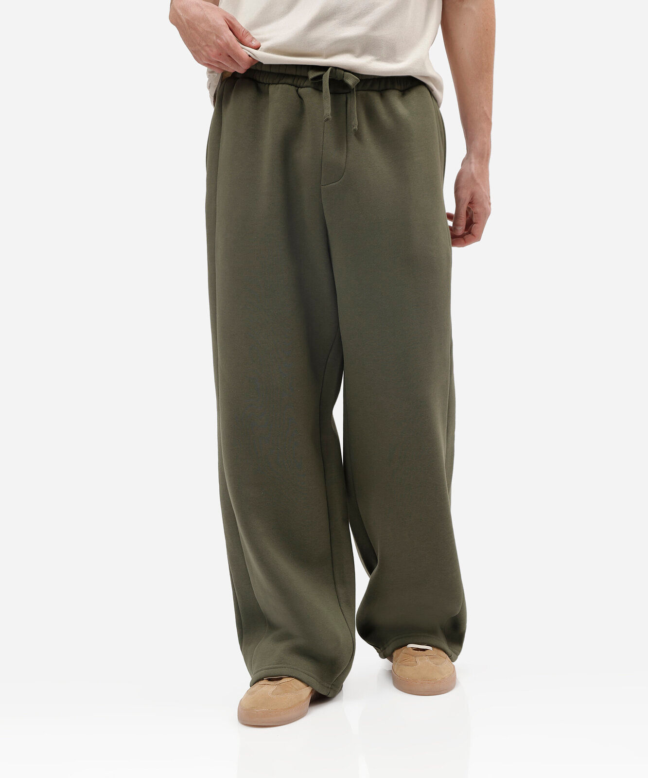 calça baggy masculina de moletom cós elástico verde