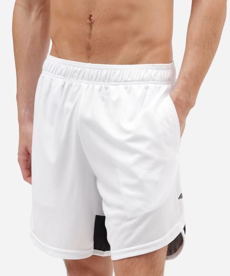 short masculino esportivo texturizado com recorte - branco