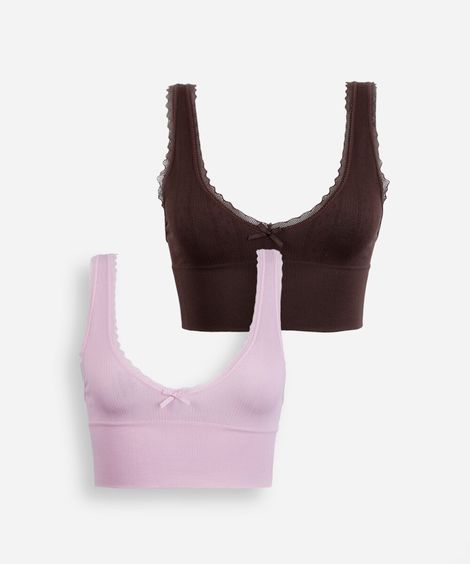 kit de 2 sutiãs top feminino sem costura colorido