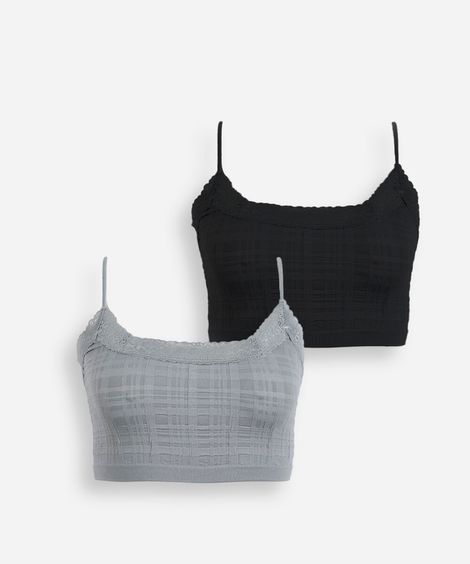 kit de 2 sutiãs top com bojo removível  colorido