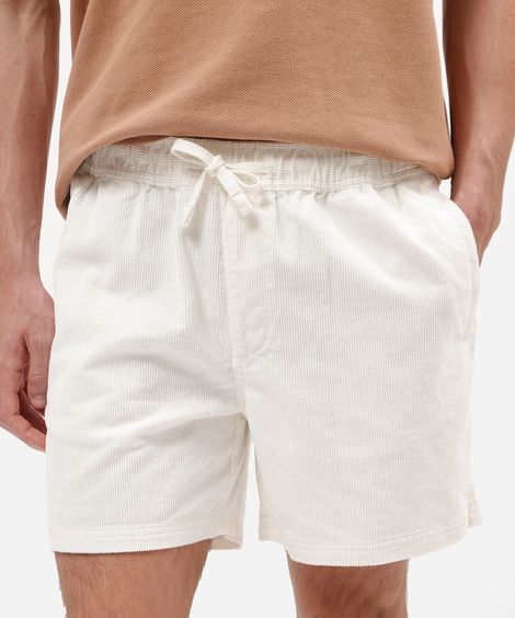 short de veludo cotelê com bolsos off white