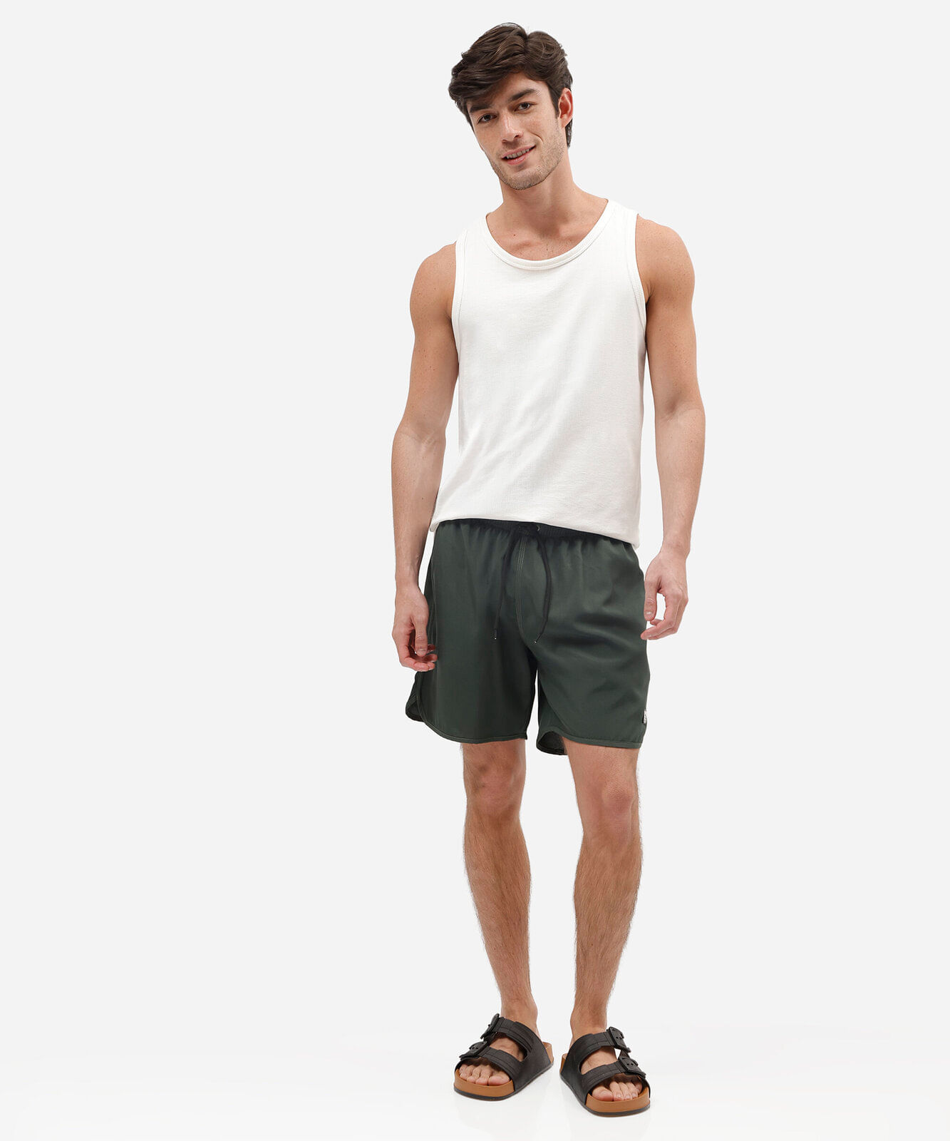 short masculino cós elástico bolso com zíper verde
