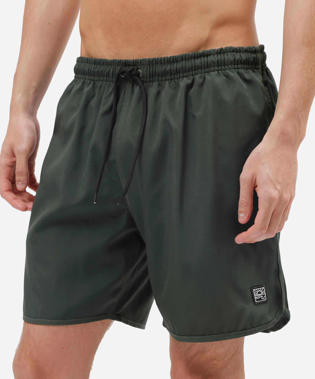 short masculino cós elástico bolso com zíper verde