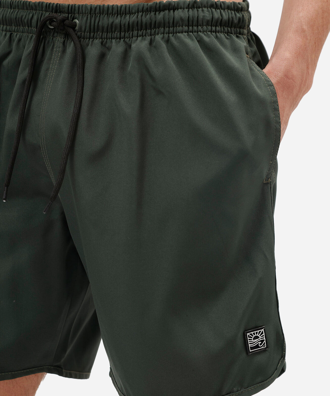 short masculino cós elástico bolso com zíper verde