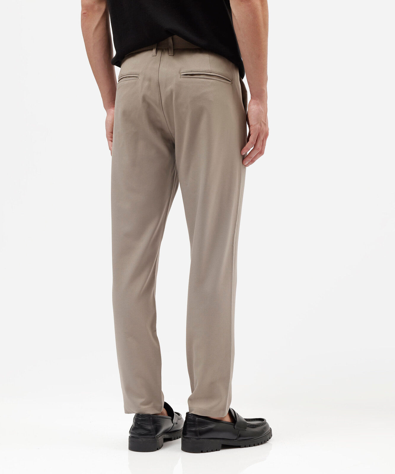 calça chino slim de alfaiataria masculina com elástico no cós bege
