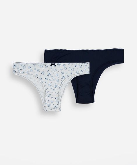 kit de 2 calcinhas biquíni feminina de poliamida floral colorido