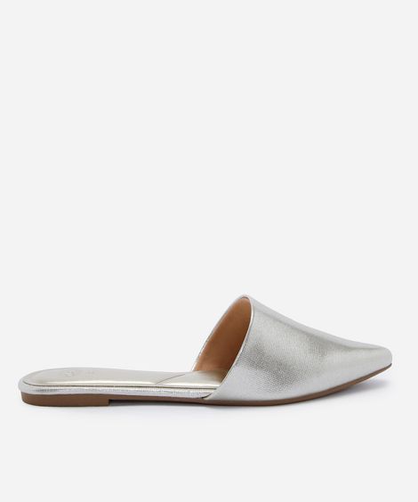 sapatilha mule de bico fino com brilhos dourado