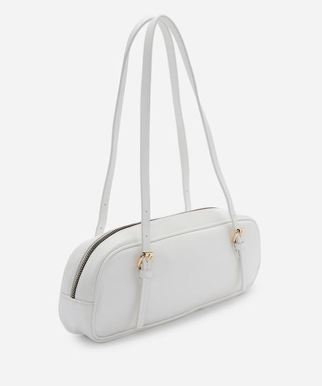 bolsa bowling feminina de ombro com fivelas off white