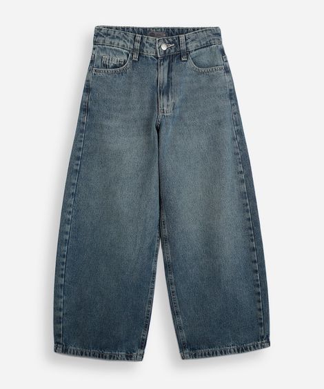 calça juvenil reta jeans azul