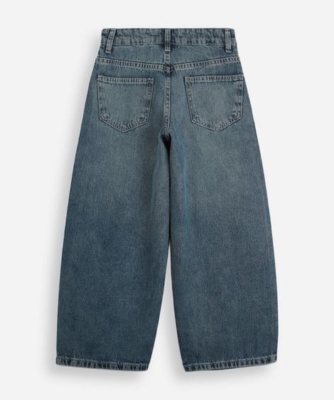 calça juvenil reta jeans azul