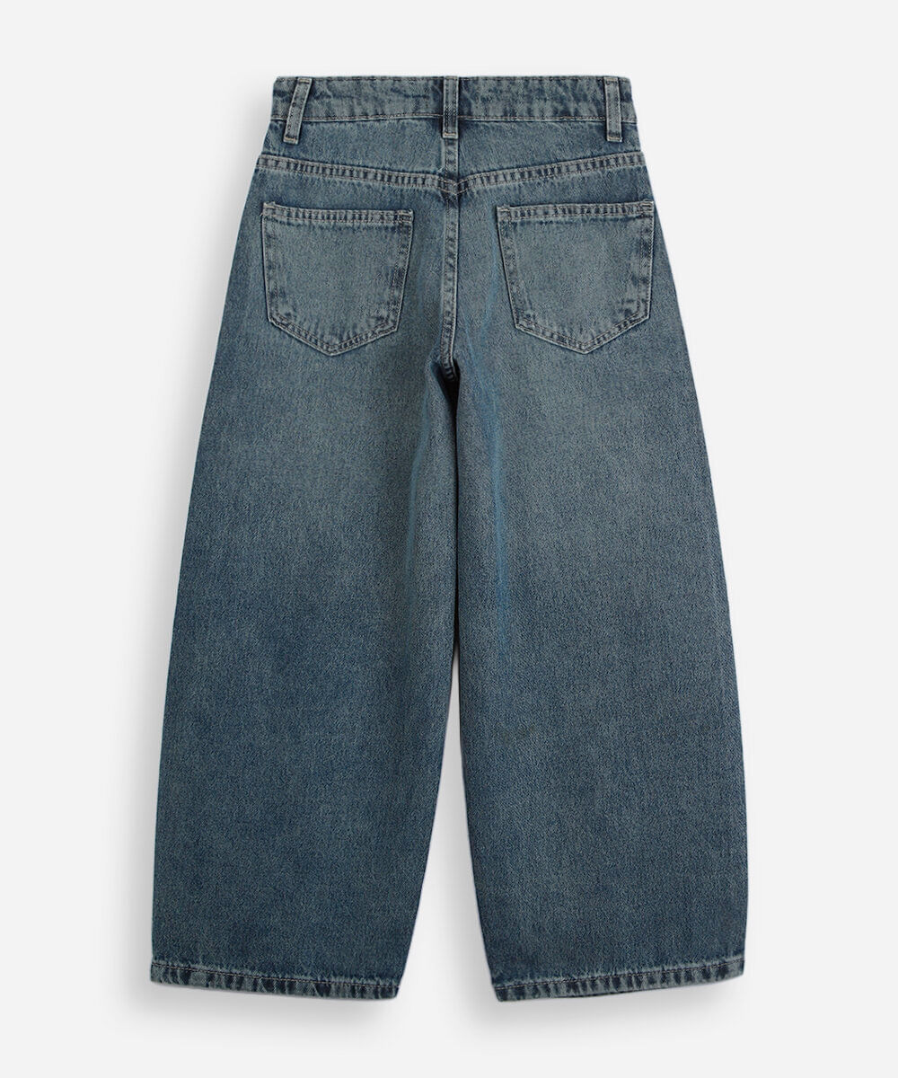 calça juvenil reta jeans azul