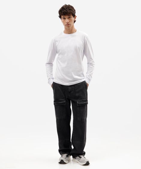 calça cargo masculina jeans preta