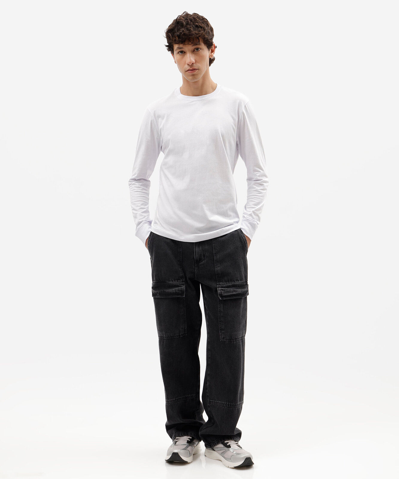 calça cargo masculina jeans preta