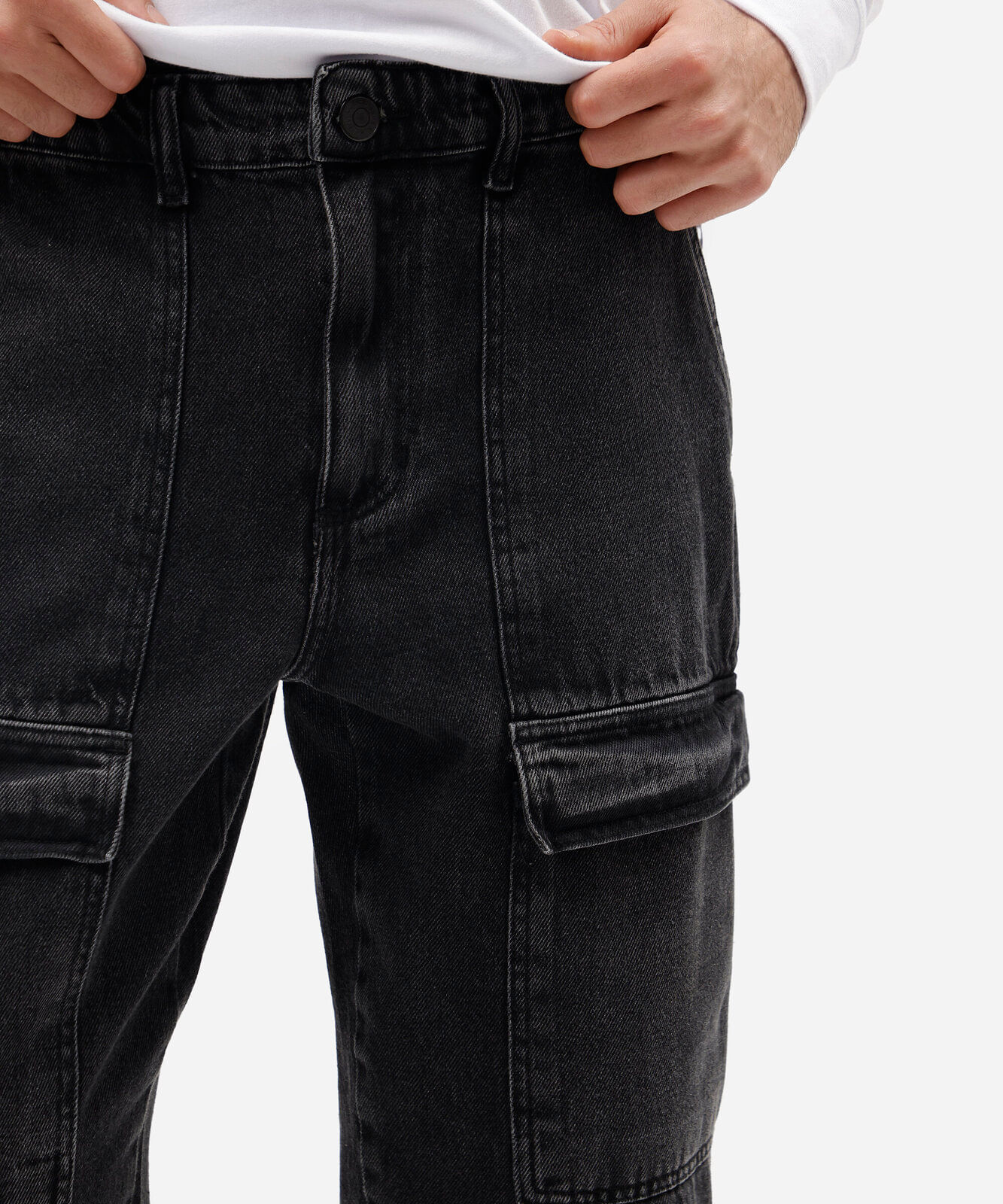 calça cargo masculina jeans preta