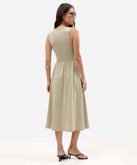 vestido midi feminino de algodão verde