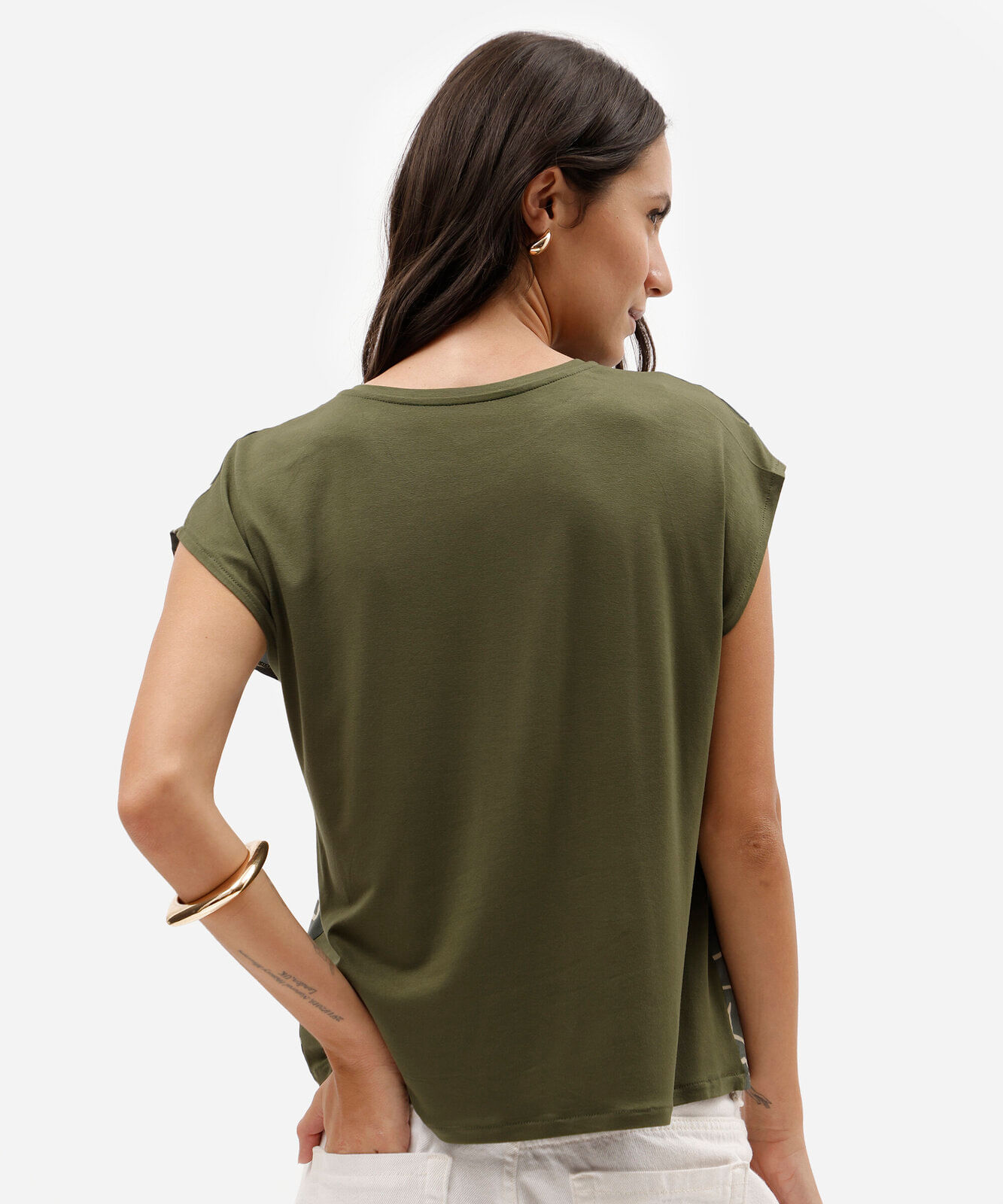 blusa feminina com viscose folhagens verde