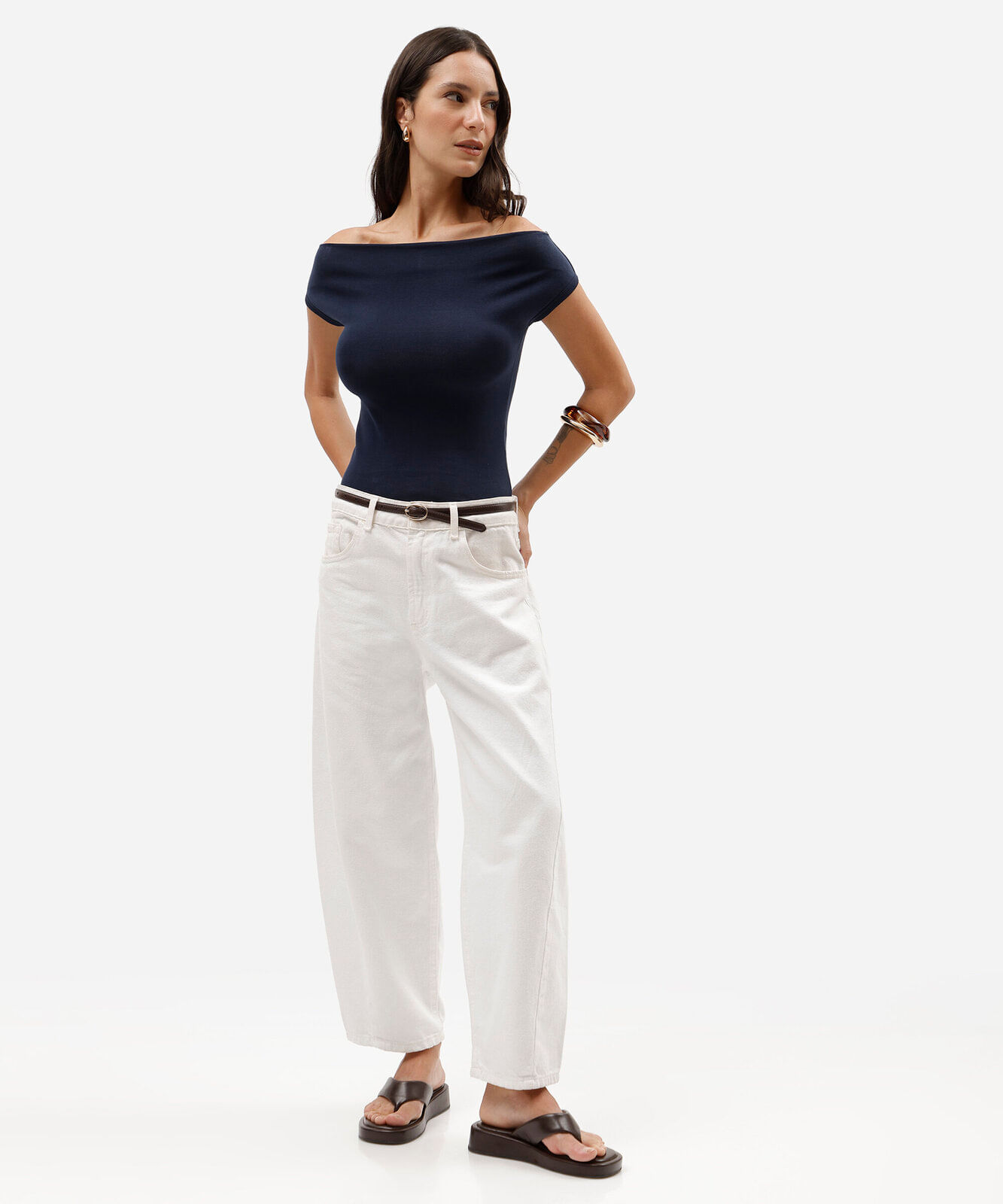 blusa feminina de algodão decote canoa manga curta azul