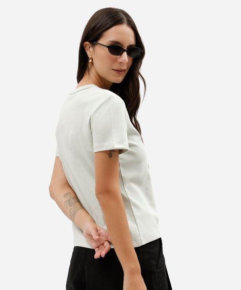 camiseta feminina de manga curta em malha ponto roma verde