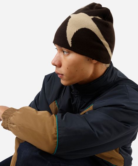 gorro de tricot abstrato marrom