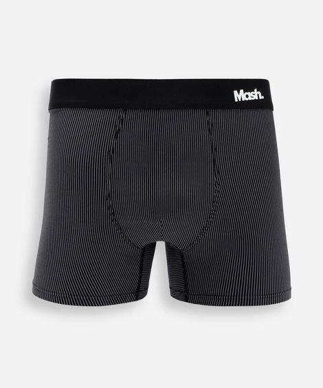 cueca boxer masculina de poliamida listrada mash preta